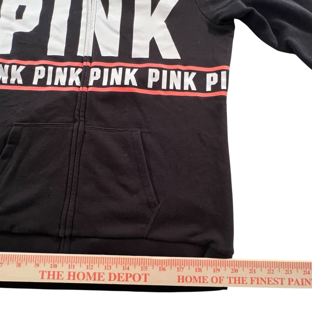 Victoria's Secret PINK Black Full Zip Hoodie Sweatshirt Women's Medium - Picture 6 of 10